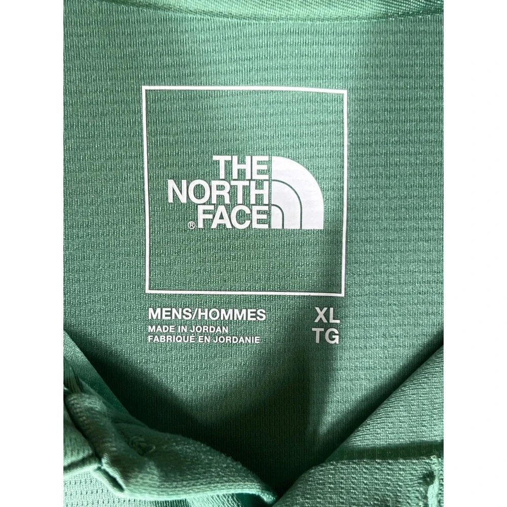 The North Face Mens XL Green Short Sleeve Performance Polo Shirt Textured Knit